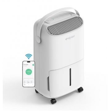 Dezumidificator Evoair, NovaDry 16 Smart, 16l/24h, Senzor de Umiditate, Functie Ionizare, Uscare Rufe, Rezervor 2.5l, Lampa UVC, Curea Crem (Alb)