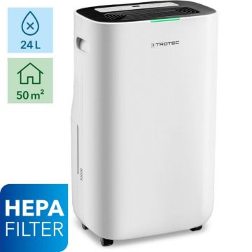 Dezumidificator si Purificator TROTEC TTK70HEPA, 24 l/zi, 140 m3/h, Senzor umiditate, Filtru HEPA, Higrostat