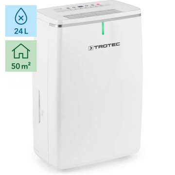 Dezumidificator Trotec TTK72E, 24l/zi, Debit 195mc/h, Pentru spatii de pana la 50mp, Display, Timer, Higrostat, Uscare rufe