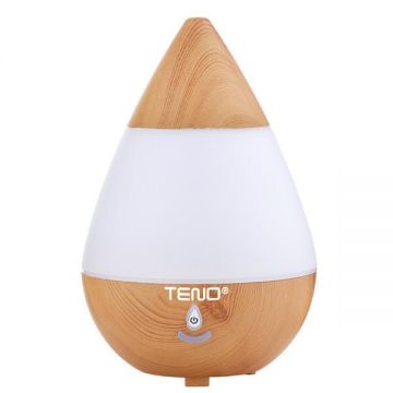 Difuzor Aromaterapie Teno®, 7 culori LED, lumini dinamice, buton on/off, capacitate 235ml, silentios, umidifica aerul, stejar deschis