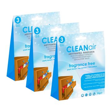 Set 9 plicuri anti-umiditate pentru sertare Clean Air, 30 gr, fara miros